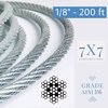 Laureola Industries 1/8" Stainless Steel Aircraft Wire Rope 316 Grade 7x7-200 ZAG118-77-SS316-200